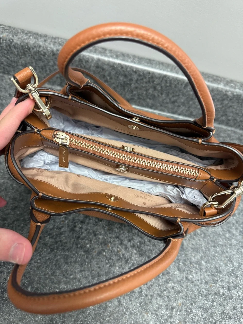 NWOT Kate Spade Dumpling Small Satchel Bag Crossbody WarmGingerbread Brown $379